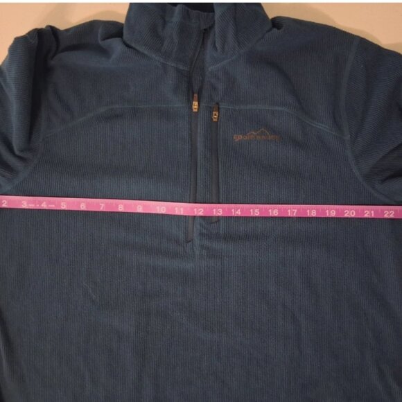 Eddie Bauer Pullover Sweatshirt Mens Sz TL Blue Green 1/4 Zip Pockets Fleece - Picture 7 of 9